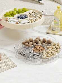 1pc Fruit Plate With Water Wave Pattern, Luxury High-End Style Compartment Tray For Snacks, Nuts, Candies, Kitchen & Living Room Food Display Platter - Multicolor - View 5