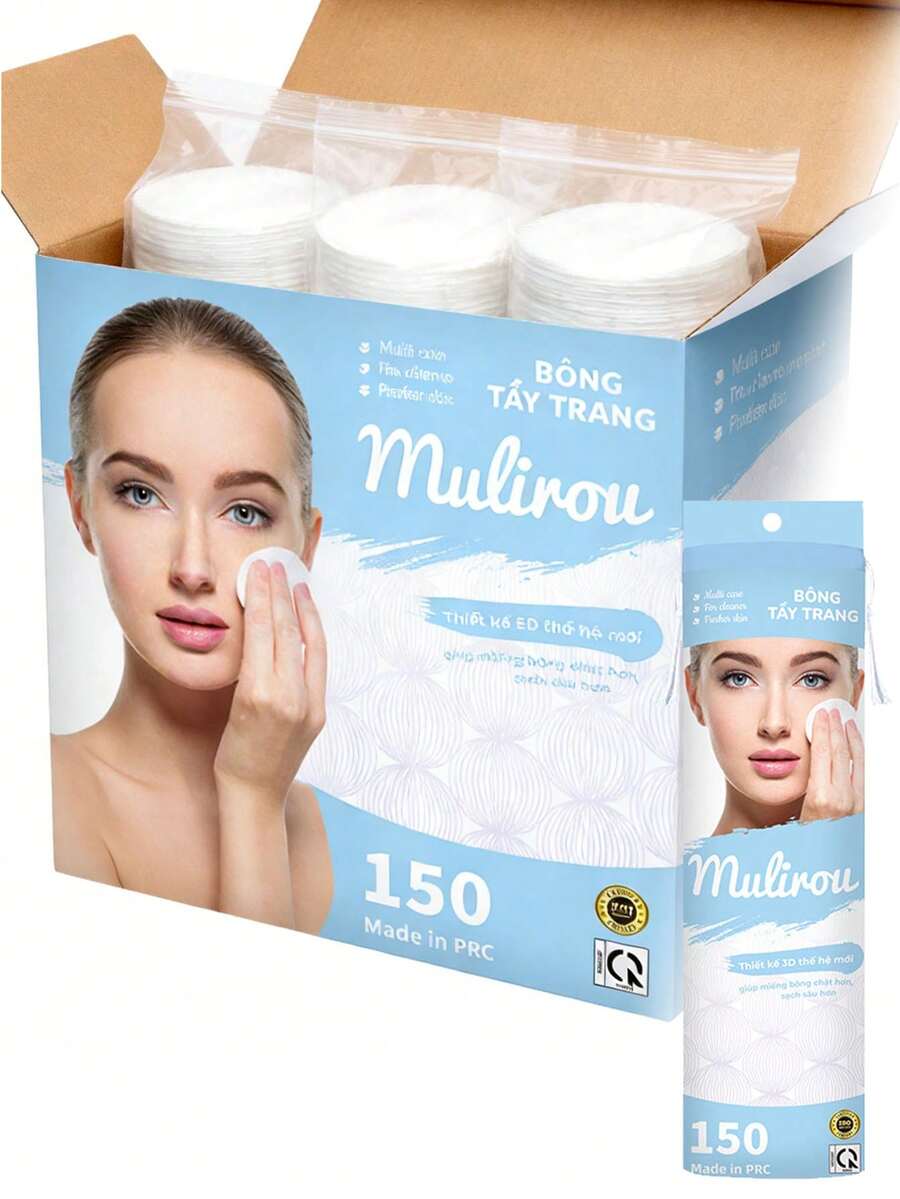 Organic Cotton Round Makeup Remover Pads, Hypoallergenic, Lint-Free, Facial Exfoliating Cleansing Pads - Multicolor - View 1