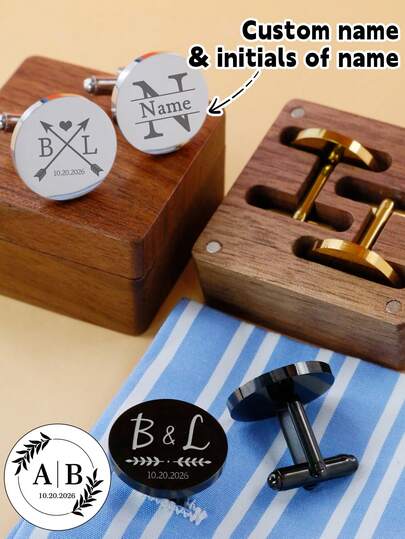 Personalized Cuff Links Men, Custom Cufflinks With Couple Names, Customized Cufflinks For Groom, Customizable Name Tux Buttons, Cufflinks For Men, Valentine'S Day Gifts, Business Wedding Shirts, Family, Father, Mother, Couples, Unique, Stylish