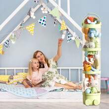 Stuffed Animal Storage Tube, Animal Storage Bag, PET Transparent Stuffed Animal Zoo Organizer, Large Doll Display Bucket With Lid - 薄荷綠 - 查看 8