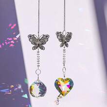 40mm Colorful Heart/Ball Shape Crystal Butterfly Hollow Suncatcher - Multicolor Heart/Ball Prism Pendant, Hanging Light Catcher Suitable For Windows And Car Decor - A - View 7