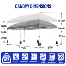 Toldo desplegable de Pulgadas con  Paredes Laterales, Tienda de campaña instantánea portátil al Aire última intervensión, Tienda de campaña Plegable Impermeable, Carpa versátil para Camping - Gris - 10x20 pies con paredes laterales - Ver 2
