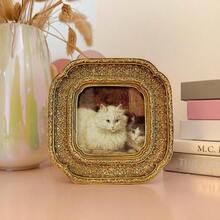 3x3 Vintage Small Picture Frame, Antique Ornate Gold Square Photo Frame For Table Top And Wall Display, Decorative Floral Design Retro Home Decor, Photo Gallery Art - 灰色2件 - 查看 2