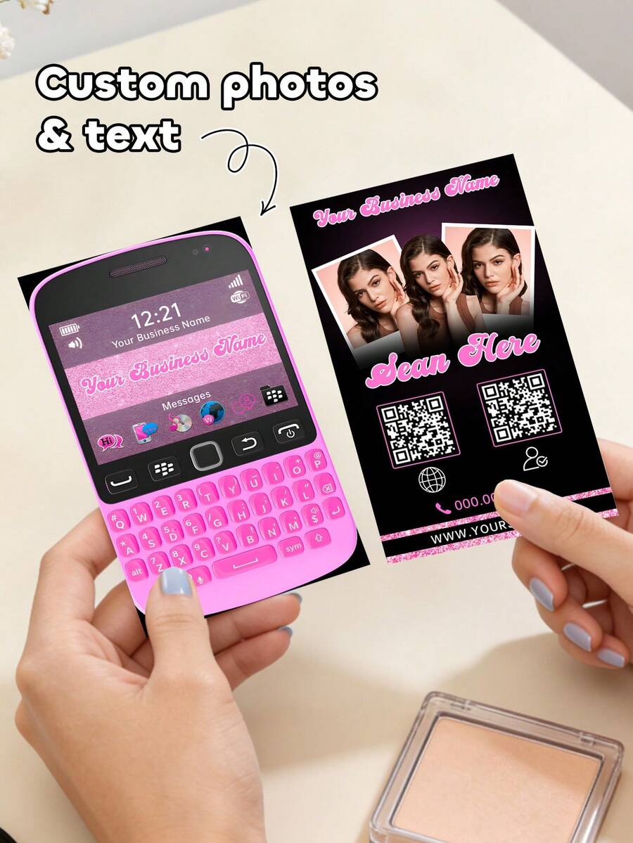 Customized Business Cards, 200/500/1000 Pcs, Personalized With Photos & Text, Professional Work Cards, Suitable For Online Marketing & College Style, Beauty Salon, Barbershop & Nail Salon Cards, Exclusive VIP Card, Double-Sided Printing - Multicolor - View 1