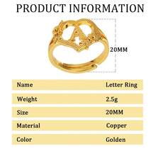 Fashionable Delicate Niche Hollow Rose Design Luxury 26 English Letter Ring, Versatile Daily Wear Jewelry For Women - SJZ-112 Single Color Flower - View 2