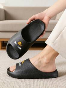 Pmoiste 男女通用加宽加厚家居拖鞋，舒适浴室拖鞋，黑色，夏季款 - 黑色 - 查看 1
