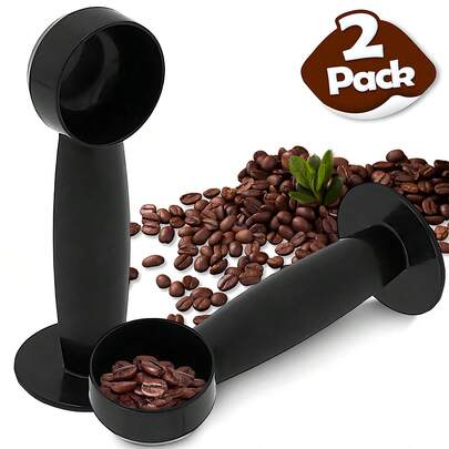 1/2 piezas Cucharilla multifuncional para prensar café, Cucharilla de café reutilizable para mantener en posición vertical, Prensador de espresso 2 en 1, Cucharilla de café de plástico apta para moler café, té, sal