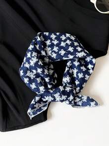 1条女士纯棉小围巾/头巾,百搭大地色系花卉香蕉印花,适合颈部、头发,夏季海滩适用 - 多色-QM58 - 查看 24