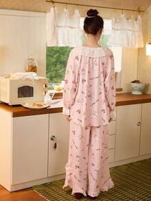 2pcs Disney Marie Cat Print Cotton Pajama Set, Long Sleeve, Spring/Autumn - Pink - View 3