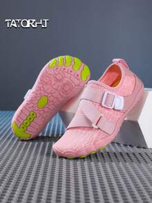 TATORHT 1 Pair Kids' Summer Quick-Dry Fashionable Random Print Breathable Mesh Low-Top Slip-On Water Shoes With Hoop And Loop, Boys' Barefoot Beach Swimming Shoes With Rubber Soles For Outdoor Activities, Indoor Fitness Yoga Running Jumping Rope - 粉色 - 查看 9