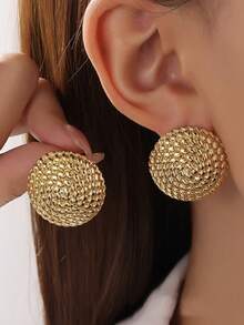 1 Paar leichte luxuriöse übertriebene Ohrringe aus Edelstahl für Frauen, Reiskorn-Design, vielseitiger Stil, geeignet für Party- und Feierlichkeiten, auch ein tolles Geschenk für beste Freundinnen und weibliche Freunde - Gold - Übersicht 3