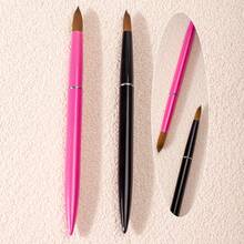 2 Stücke/Set Neu - Rosa & Schwarzer breiter flacher Liner Nagel Kunst Pinsel mit Metallgriff, eleganter runder Nagel Kunst Technik Pinsel für Gel Maniküre Salon und Nagel Kunst Enthusiasten, kurzes Nagel Design - Verschiedenfarbig - Übersicht 5