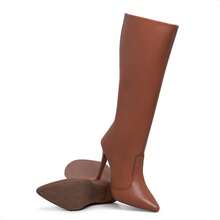 Women's High Heel Stiletto Boot Set With Pointed Toe And Comfortable Long Shaft + Chic Chain Bag - Camel - Ver 6