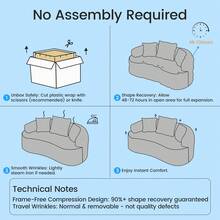 Minimalist Compact Loveseat Sofa With Chenille Upholstery, No-Assembly 2-Seater Curved Couch For Small Spaces/Apartments - Màu xám đen - Xem 4