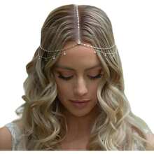Cadena de diamantes de imitación para la cabeza, perfecta para el hogar y viajes, de alta calidad y diseño elegante, diadema de boda en plata - como en la foto - Ver 4