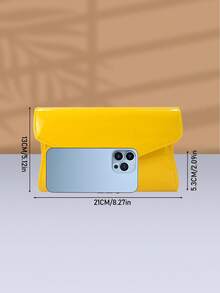 Cute & Charming Minimalist PU Material Square Bag, Magnetic Closure, Elegant & Fashionable Clutch Purse, Suitable For Women's Birthday Party, Evening Events Shoulder Bag - 黃色 - 查看 4