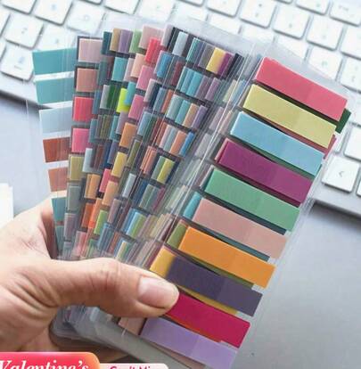 200 Pcs  X Milania PET Transparent Sticky Labels European And American Retro Colors Translucent Writable Reusable Ribbon Index Page Markers Bookmark Stickers Back To School School Supplies