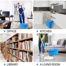 Spin Mop And Bucket,Mop And Bucket With Wringer Set For Home,360 Spinning Mopping Floor Cleaning Tool With 3 Microfiber Replacement Head Refills,61" Extended Handle, 2X Wheel - Blue/Black - Blue - 查看 5