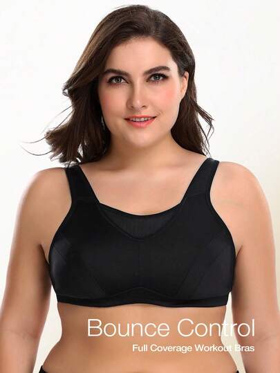 Wingslove Ce soutien-gorge de sport grande taille noir est un choix idéal : avec des bretelles larges, des panneaux en maille et une fermeture à crochet et à œillet dans le dos, il offre un soutien sécurisé et un confort respirant. Convenant aux entraînements comme à l'usage quotidien, c'est un choix parfait pour ceux qui ont besoin d'un sous-vêtement stable et ajusté tout au long de la journée !