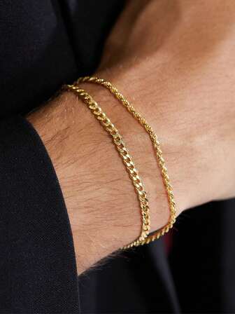 奢华柔软朋克嘻哈双层手链，简约时尚吊坠，多功能优雅风格，适合派对配饰