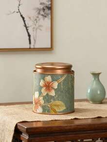 Elegant Embossed Design Airtight Tea Canister With Sturdy Tin Lid, Leak-Proof Tea, Coffee Bean, Sugar, Nut Storage Jar, Reusable Multipurpose Storage Container For Kitchen Pantry And Home Decor - Multicolor - View 6
