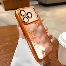 With God, All Things Are Possible. Patterned, Electroplated, Semi-Transparent, Frosted, Fully Enclosed PC Orange Color Is Compatible With IPhone 17 Pro Max/Air/16/15/14/13/12. It's An Ideal Gift For Christmas And Valentine's Day, Perfect For Boyfriends, Girlfriends, And Family. - Orange - View 1