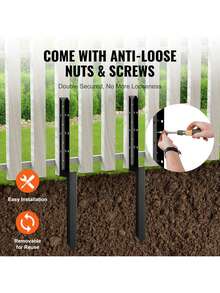 Fence Post Anchor Repair Kit  4 Pack Inner Diameter 2 X2 Inches Heavy Duty Steel Fence Post Support Stakes  Anchor Ground Spike For Repair Tilted  Broken Wood Fence Post - Black - View 6