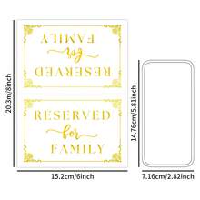 10pcs Elegant Golden Wedding "Reserved For Family" Table Signs - Wedding Table Place Cards, Reserved Seat Cards For Weddings, Parties, Events, Placement Cards For All Occasions - Gold - View 2