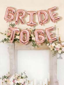 10个“新娘”字母气球，16英寸玫瑰金心形铝箔气球，适用于婚礼派对、单身派对、订婚装饰、婚礼装饰用品 - 玫瑰金 - 查看 4