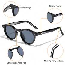 Retro Sunglasses Round PC+CP Temple Metal Core Fashion Frame Men's Eyeglasses Women Outdoor Sports Party Travel Driving Vacation Beach Casual Glasses Street Decors Photo Props , Ideal Choice For Gifts With Full Package - K40213 - 查看 8