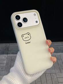 2-In-1 Matte Bear Phone Case With Photo Slot, Fashion Shockproof Anti-Slip Anti-Fingerprint Camera Protective Phone Case For IPhone - White - View 7