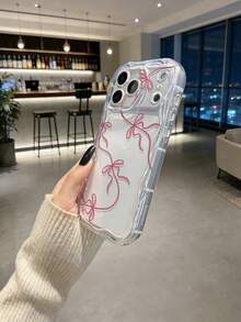 Cream Textured Wavy Edge Glossy Bowknot Painted Anti-Drop Phone Case Compatible With IPhone 17pro/17Air /17/17promax16/11/16pro/16plus/16promax/16e/15Promax/13/14/12/XS/XR/7G/8P, Compatible With Samsung Galaxy 11/12Pro/12/12X/13Pro/14Pro/15Pro/, Compatible With 10/9/Note9/12c/Note11pro/Note8Pro - Multicolor - View 5