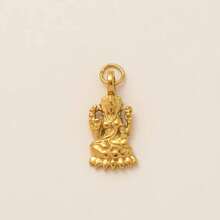 1件时尚金色象头女神心形镶嵌DIY吊坠，18K镀金，防水防褪色，DIY首饰配件，项链，手链，耳环，钥匙扣，包包，女士首饰，钱包，小吊坠，礼物 - 金色 - 查看 13