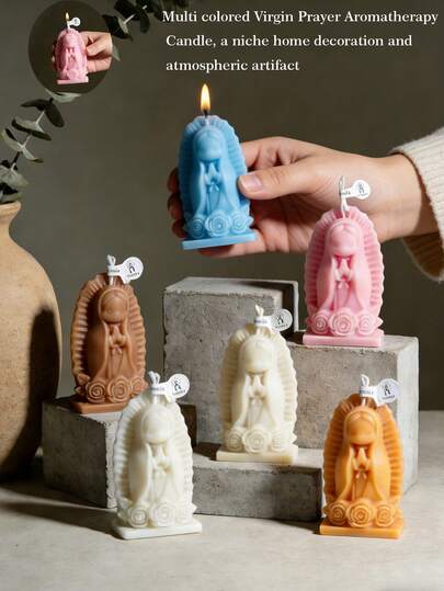 Our Lady's Prayer "Aromatherapy Candle" - Lavender Fragrance, Soy Wax, Home Decoration With Rose Decoration, Suitable For Easter, Thanksgiving, Room Decoration, Gifts, Birthdays, Graduation, Christmas Decoration, Room Decoration, Christmas Gifts, Spiritual Gifts, Our Lady's Prayer "Aromatherapy Candle" Home Decoration,