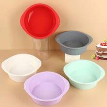 1pc Silicone Cake Mold, Round, Non-Stick Small Baking Mold, 15cm, Easy Release Silicone Bread Cake Mold, DIY Baking Pastry Tool, Silicone Mold For Cake, Cheesecake And Bread - Multicolor - View 4