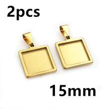 2 chiếc đế trống bằng thép không gỉ hình vuông, kích thước bên trong 10-25mm, dùng làm mặt dây chuyền cabochon, khay đựng phụ kiện làm trang sức DIY. - quảng trường - Xem 20