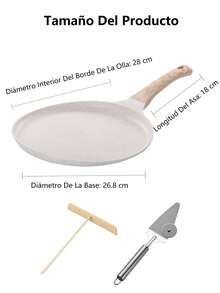 Sartén antiadherente lindos para crepes y lasaña - Tamaños 10.2", utensilios de cocina de triple tamaño - Sartén*1 - Ver 11