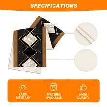 1/10pcs Marble Pattern Decorative Table Runner Set, Holiday Table Decor Fabric Table Runner, Home Decor, Gift, Table Runner & Placemat Set Suitable For Indoor And Outdoor Celebrations, Seasonal Party Accessories, Kitchen Dining Table Decor, Party Table Decoration, Home Room Table Runner, Restaurant Table Cloth - Multicolor - View 6