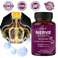 Bunkell Nerve Health - With Vitamin B1 And B12, R-Alpha-Lipoic Acid - 120 Capsules - 1 Bottle - View 9