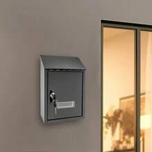 Aohuada Black Wall Mounted Mailbox TX0080 - All-Weather Outdoor Letter Box Made Of Premium Galvanized Steel With Powder Coating, Anti-Rust And Durable Design For Secure Home & Office Mail Delivery - A - View 4