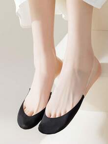 5双装女士超薄冰丝防滑隐形袜，浅口船袜，半掌袜，春夏薄袜 - 彩色 - 查看 4