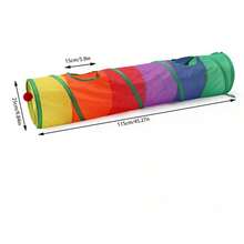 Foldable Rainbow Straight-Through Cat Tunnel, Interactive Cat Toy - Multicolor - View 15