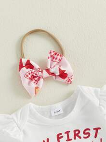 0-12Months Baby Girl My First Baseball Season Outfit Set, Ruffle Sleeve  + Ruffle Bloomers + Headband + Socks, Newborn Infant Sports Clothes - 白色 - 查看 4