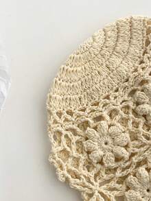 1pc Black Label With Sequin Lettering, Handmade Crochet Hollow-Out Sequin Beanie Hat, Fashionable Retro Versatile Lightweight Breathable Knit Cap For Women, Spring/Summer - Multicolor - View 7