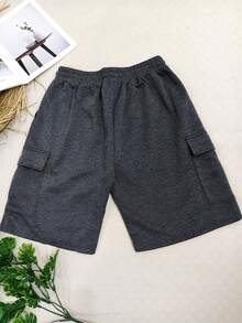Cargo Shorts With Elastic Waist - Gris Oscuro - Ver 3