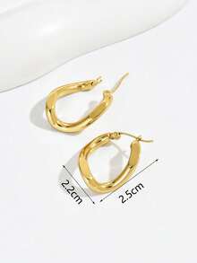 1 Pair Fashionable Twisted Shiny Stainless Steel Earrings, Luxury Personalized Versatile Design For Party & Celebration, Hiphop Earrings - Earrings - View 5