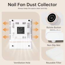 Nail Dust Collector, Bling Diamond Cordless Rechargeable 5000RPM Vacuum Nail Tech Fan Extractor, 12000mAh Professional Nail Duster Suction, Low Noise, Salon&Home - Xem 9