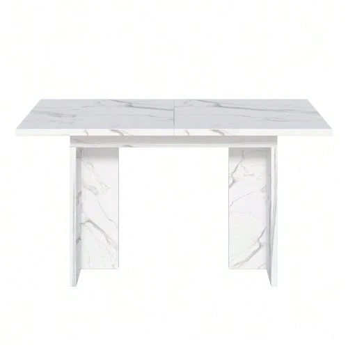 Extendable Dining Table, 140/180*80 Cm, Suitable For 6-8 People, Rectangular Shape, Thickened Tabletop, Simple Style, Table For Dining Room, Kitchen, Living Room - Putih - View 1