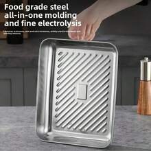 Stainless Steel Airtight Food Storage Containers, Kitchen Food Storage Boxes With Lids, Stackable Refrigerator Organizer Trays, Stainless Steel Sealed Meat Storage Containers With Covers. Features Non-Stick Textured Bottom For Easy Cleaning. Suitable For Home, Restaurant, Picnic, Party, Etc. Great For Storing Fruits, Snacks, Dumplings, Meat, Vegetables, Raw And Cooked Foods. Especially Suitable For Christmas Parties. - Multicolor - View 8