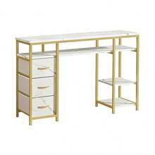 Mesa Para Manicurista Doble Con Estante 120x40x80cm - Blanco - Ver 2